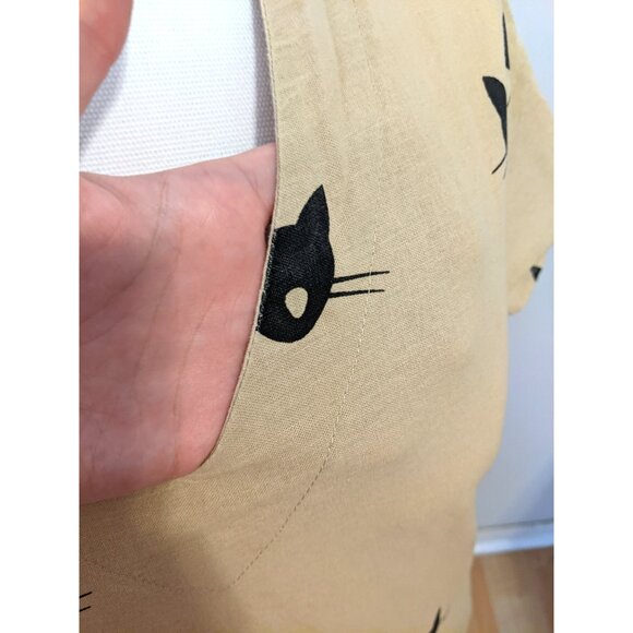 Miss Look Womens V Neck Cat Print T Shirt Dress Beige Summer Casual Comfy Sz L - Picture 4 of 9